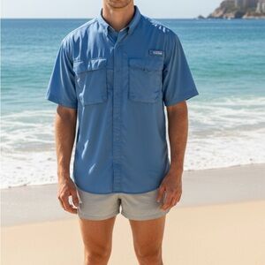 Men's Blue Short Sleeve Shirt